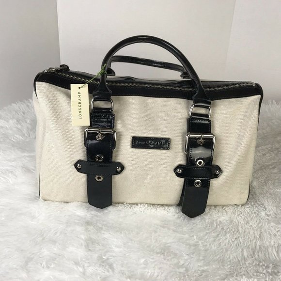 LONGCHAMP Twill & Leather Medium Duffle Tote - Picture 2 of 12